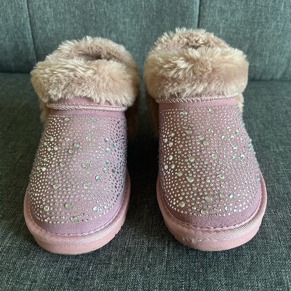 Pink Fur-Lined Sparkly Slip-On Shoes - Picture 6 of 12